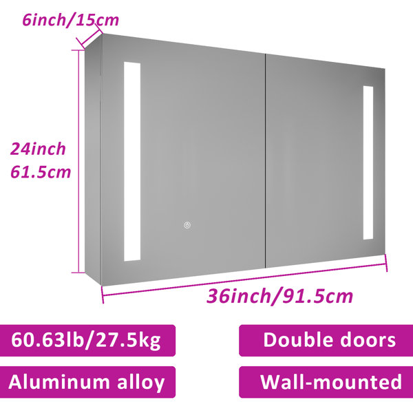 Orren Ellis Yuvika Surface Mount Frameless 2 Door Medicine LED